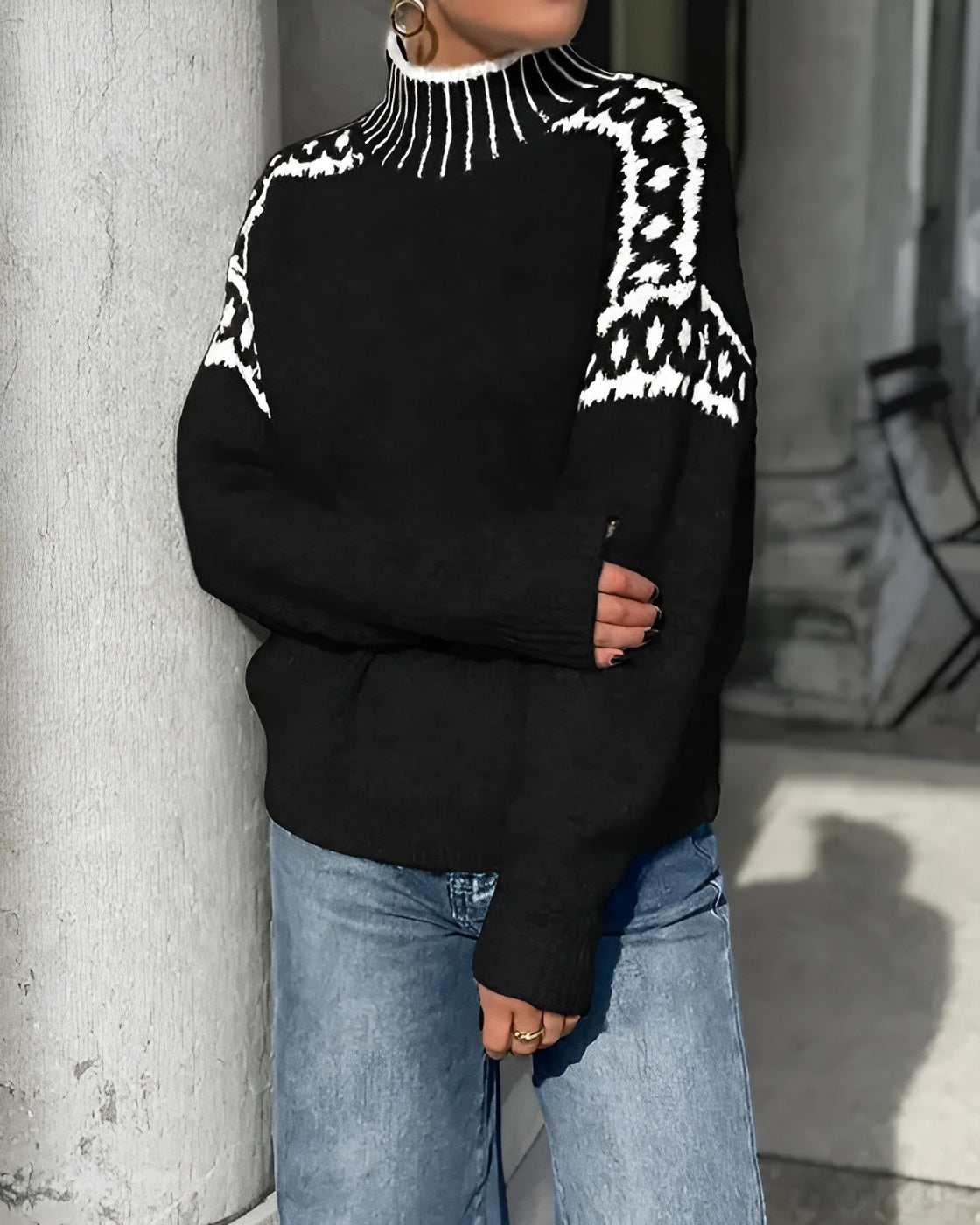 Antonia | Jersey de Punto con Estampado Nórdico – Calidez y Estilo Invernal