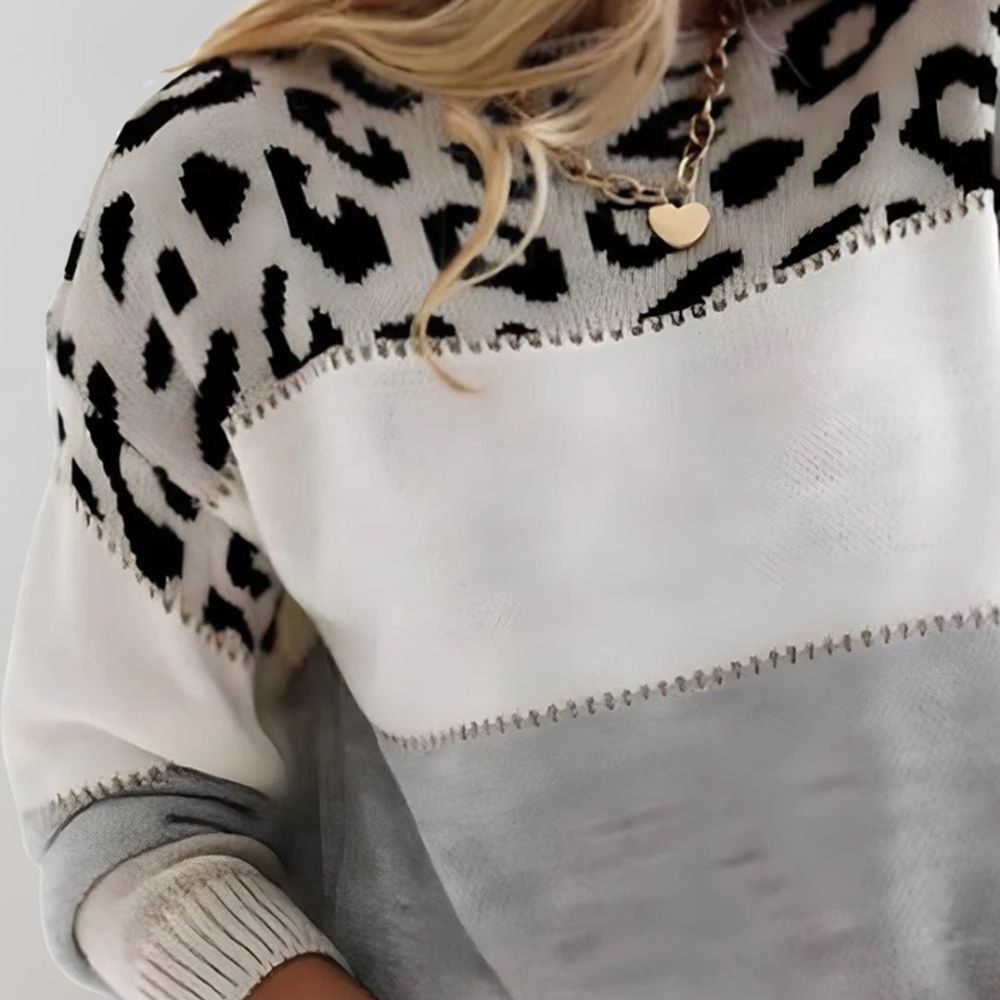 Amber | Jersey Casual con Estampado de Leopardo