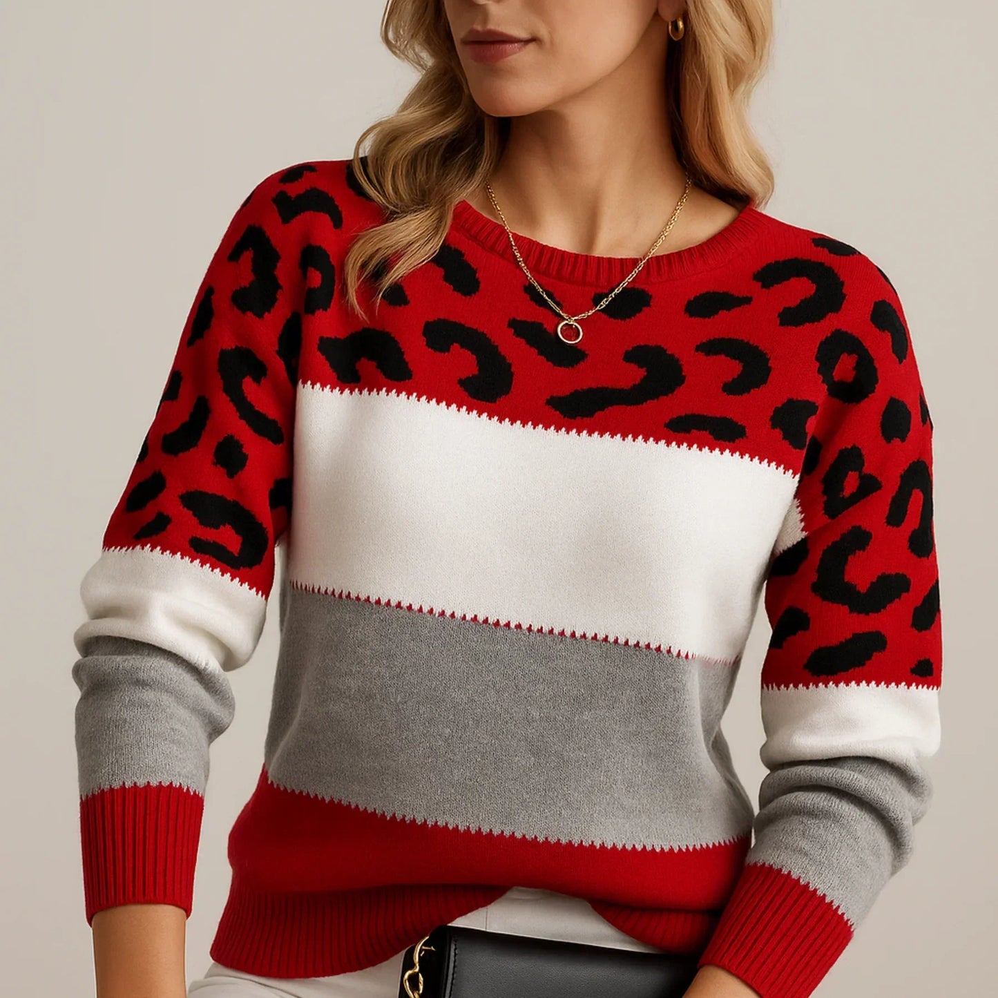 Amber | Jersey Casual con Estampado de Leopardo