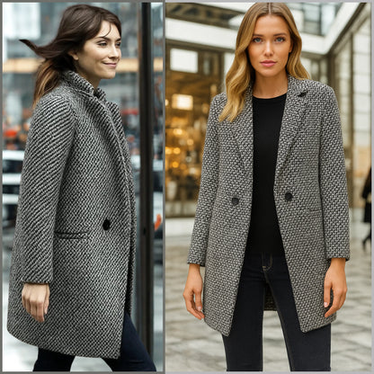 Sarah | Abrigo Clásico Blanco y Negro
