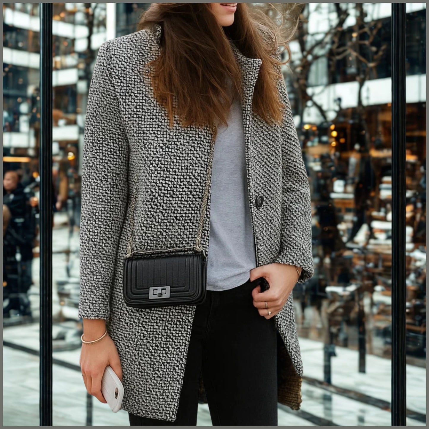 Sarah | Abrigo Clásico Blanco y Negro