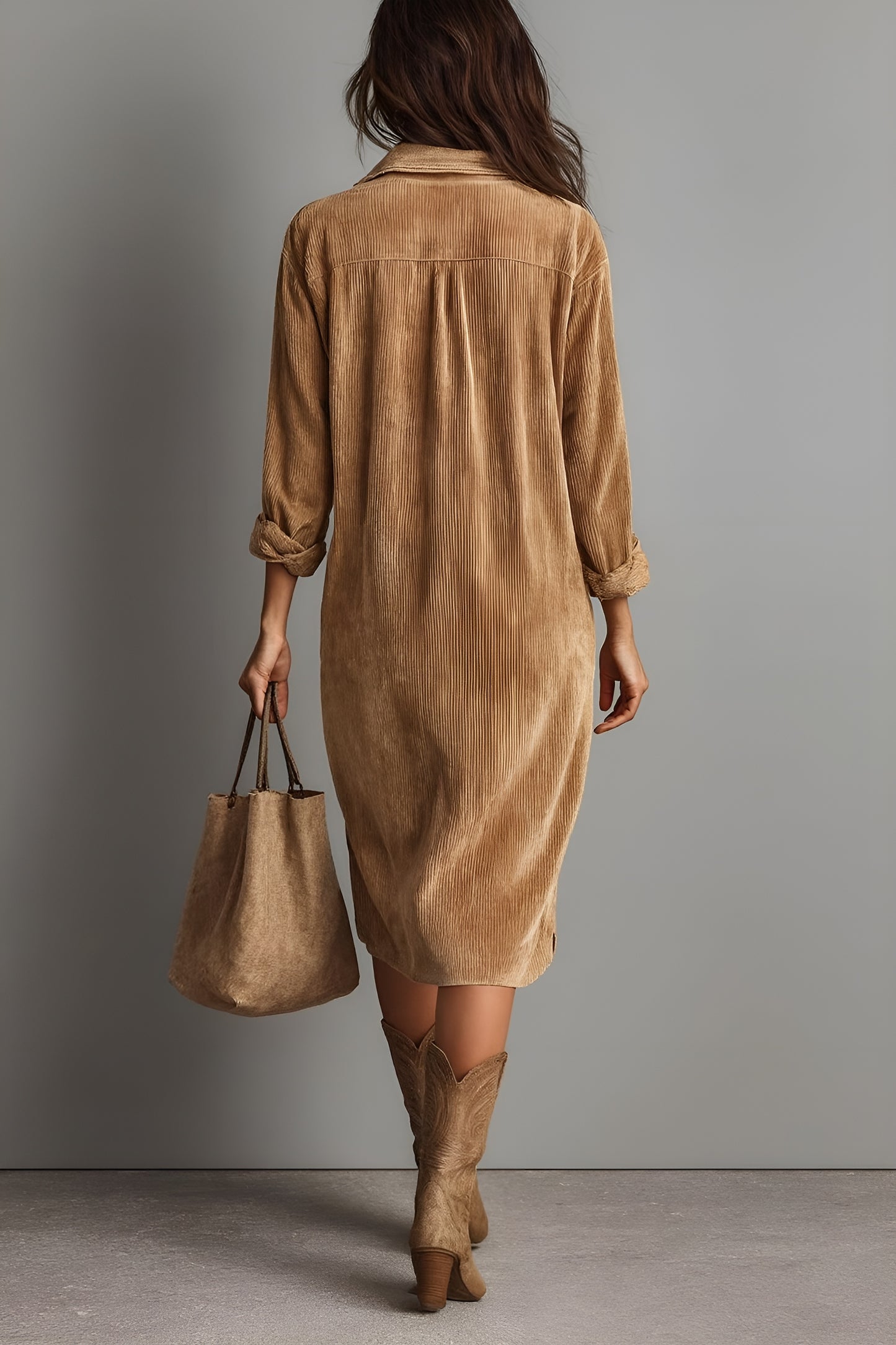 Blanca | Vestido Midi de Pana Suave y Cómodo