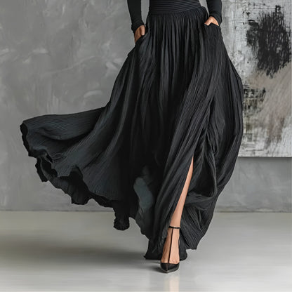 Amalia | Vestido Largo Negro Elegante – Minimalismo que Enamora