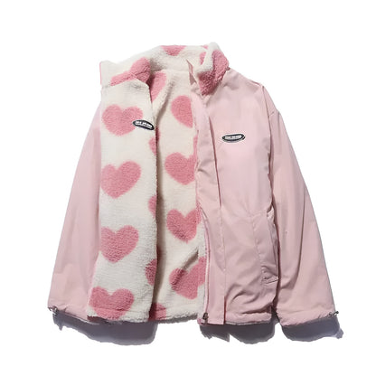 Kata | Chaqueta Reversible Suave con Estampado de Corazones