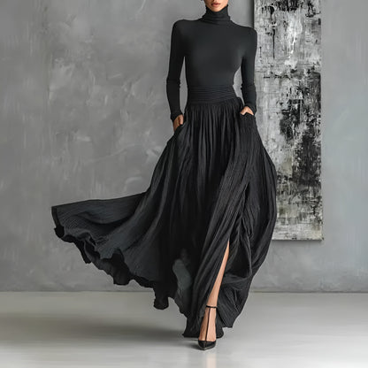 Amalia | Vestido Largo Negro Elegante – Minimalismo que Enamora