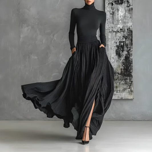 Amalia | Vestido Largo Negro Elegante – Minimalismo que Enamora