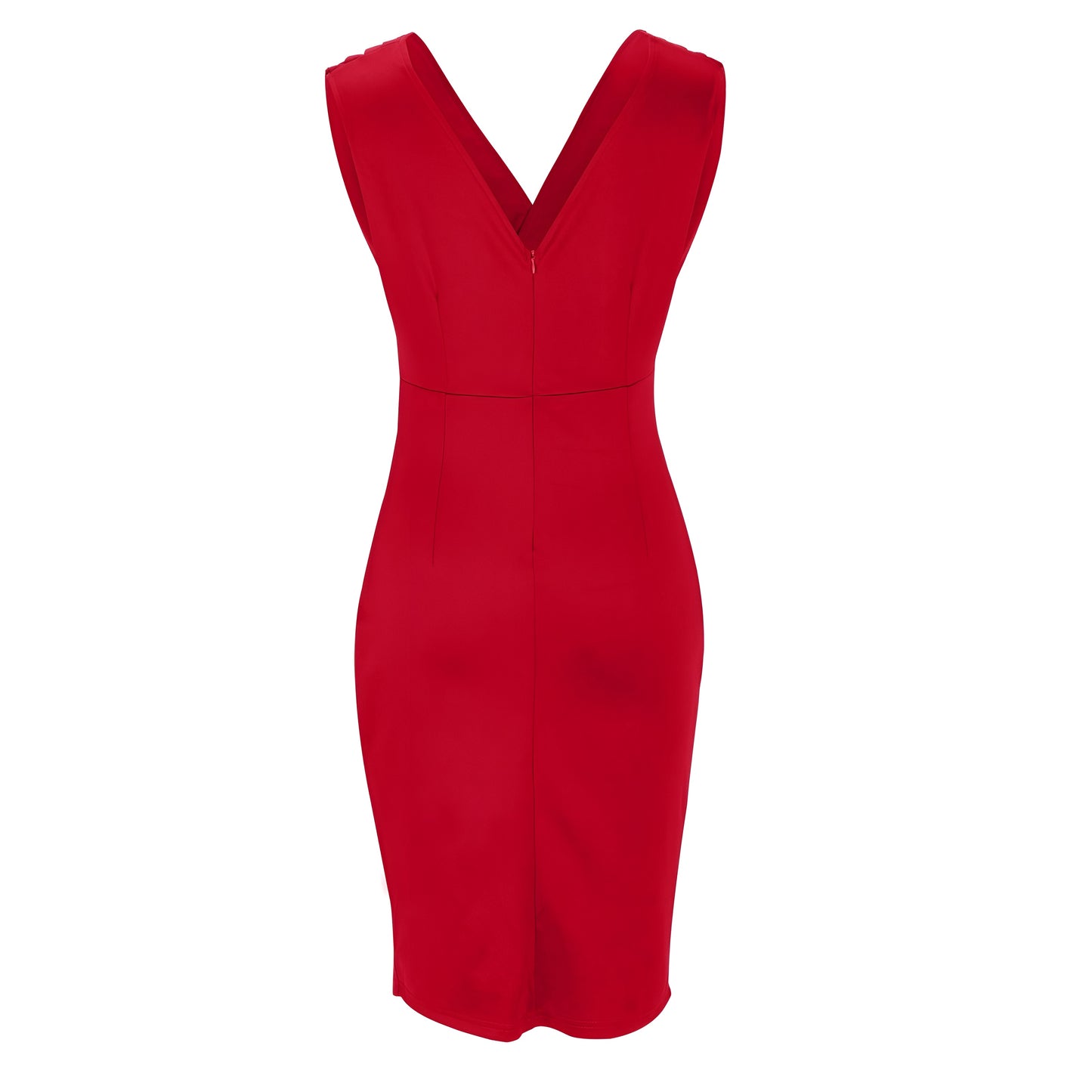 Adriana | Vestido Midi Elegante con Escote Drapeado y Abertura Lateral