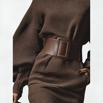 Luciana | Vestido Corto de Punto con Cinturón Estructurado – Estilo y Confianza sin Esfuerzo