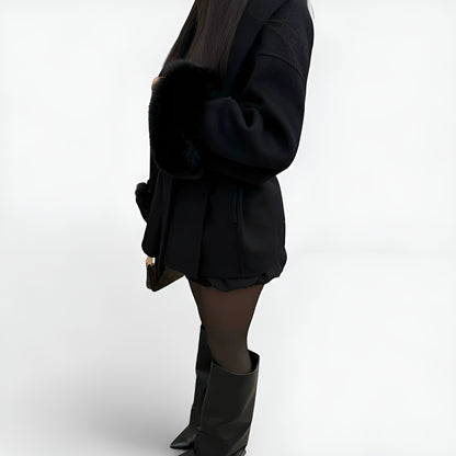 Vanesa | Abrigo Elegante con Detalles de Piel Sintética