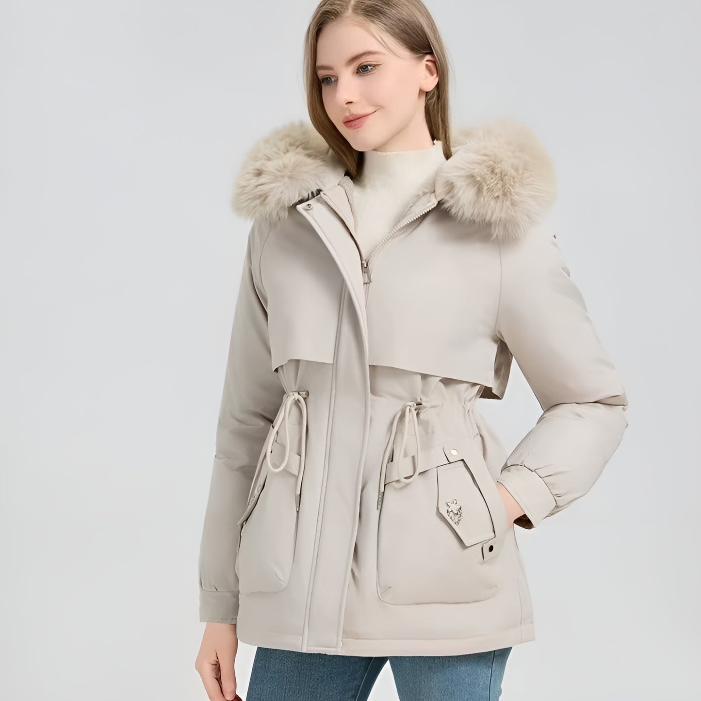 Alexia | Parka Acolchada con Forro Suave y Capucha con Pelo