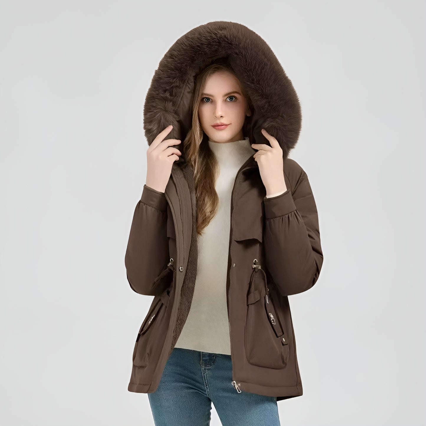 Alexia | Parka Acolchada con Forro Suave y Capucha con Pelo